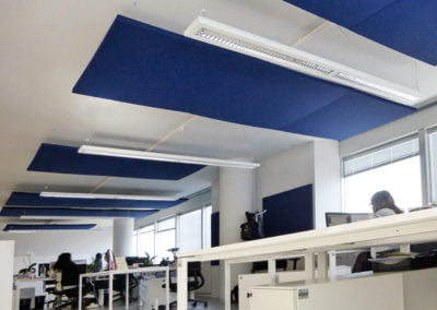 Paneles acústicos para oficinas suspendidos a techo rectangulares