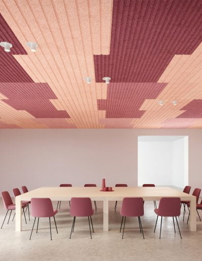Falsos techos sostenibles de diseño en sala de reuniones