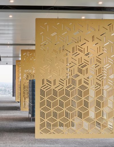 Divisorio fonoassorbente di design giallo corridoio per spazi di lavoro