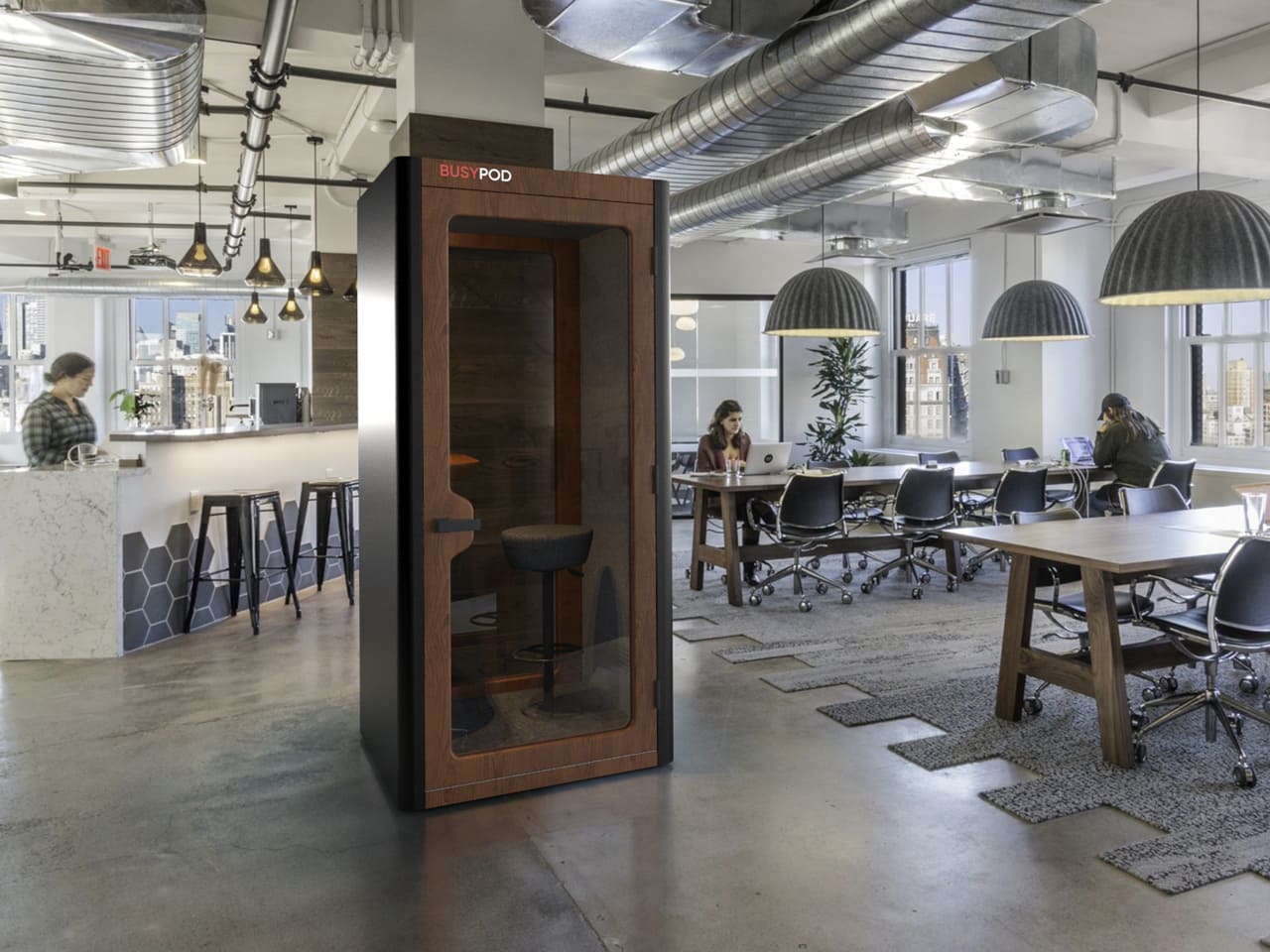 Cabina acústica para oficina marco de madera area compartida